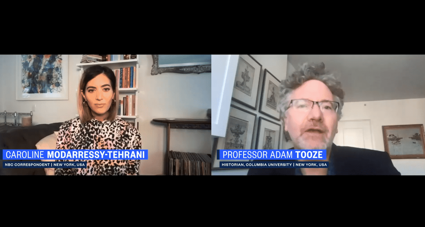 Caroline Modarressy-Tehrani and Adam Tooze speaking over video